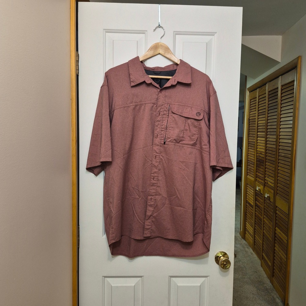 Wrangler ATG Mens XXL Short Sleeve Button Down Utility Shirt Rust Heather 2XL